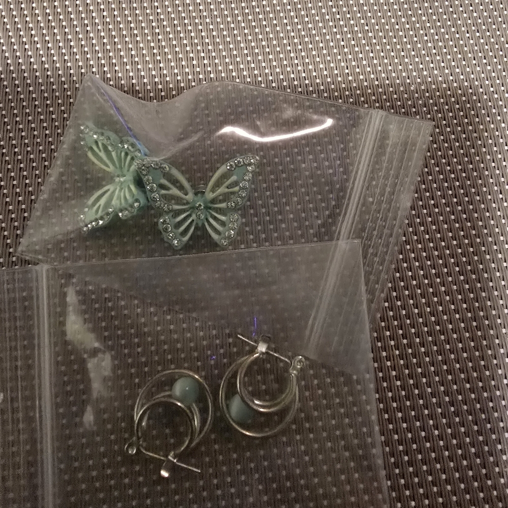 😎Elegant Silver and Blue Moonstone Hoop Earrings And Blue Butterfly Earrings
